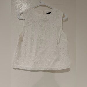 For Me White Sleeveless 100% Cotton Eyelet Top Blouse size S